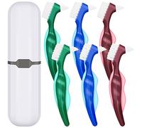 6 Piezas Cepillos de Dentadura Dura Cepillos de Limpieza de Dientes con Caja Blanca Portátil para Limpiar Dientes Falsos