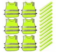 6 Piezas Chaleco Reflectante Niño con 6 Brazaletes Reflectantes | Alta Visibilidad Chaleco Seguridad Niños para Niñas Niños 3-12 Años para Carrera, Ciclismo