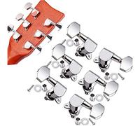 6 Piezas Clavijas de Afinación de Guitarra, Cabezales de máquina de guitarra, Sintonizadores cabeza máquina, Afinador de Cabezas de Máquina Duraderas de Metal 3L3R, para Guitarra (Plateado)