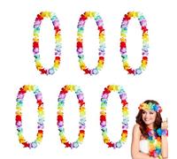6 Piezas Collares Hawaianos,Guirnaldas Hawaianas,Hawaii Hula Multicolores Flores Guirnaldas,Collar Hawaiano Fiesta,Aloha con Volantes Tropicales Decoración para Fiestas En La Playa