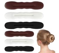 6 Piezas Conjunto de Donas para Cabello, Pelo Moño Maker, Magic Espuma Esponja Moño Pelo, Moños Accesorios, para Niñas Señoras DIY Accesorios de Moldeo, 3 Pequeños, 3 Grandes (Negro, Blanco, Marrón)