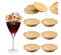 6 Piezas Copa De Vino Topper Madera, Tapa De Copa De Vino De Madera, Tablas Para Embutidos Para Copas De Vino, Pasti In Famiglia Dolci E Bevande Accessori Per Feste