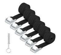 6 Piezas Correa de Amarre, 25 mm x 1 M Cinchas de Amarre con Correas Tensoras, Correas de Sujeción de Correas Tensoras con Hebilla para Bicicleta Moto Coche Equipaje Camping, con Silbato