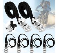 6 Piezas Correas de Pedales de Bicicleta Ajustable, Negro para Ciclismo al Aire Libre Bicicleta Estática (50CM/19,68Pulgadas)