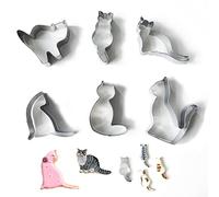 6 Piezas Cortadores de Galletas, Cortadores de Galletas de Acero Inoxidable, para Hornear Moldes para Gatos con Fondant para Niños, Galletas para Galletas con Fondant para Hornear