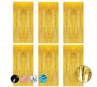 6 Piezas Cortinas con Flecos Papel de Aluminio, Cortinas de Espumillón, Reflejos Brillantes Cortinas Decorativas, para Decoraciones Boda Fiesta de Cumpleaños Navidad 1 x 2 m (Oro)