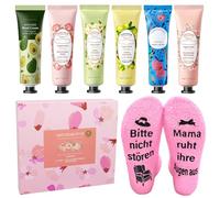 6 Piezas Crema De Manos Navidad, Crema Manos Para Manos Y Pies Secos - Regalos Para Mamá Calcetines Con Texto: Bitte Nicht Stören Mama Ruht Ihre Augen aus, Hand Cream, Sregalo De Cumpleaños Para Mamá