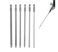 6 piezas cruzada Destornillador 150mm cruzada brocas 1/4 inch punta de destornillador Largo magnético acero de aleación S2 puntas de destornillador Phillips de cabeza cruzada (PH1 PH2)