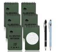 6 Piezas Cuaderno Impermeable con 2 Bolígrafos, Bloc de Notas en Espiral Pequeño Cuaderno de Notas de Bolsillo, para Todo Tipo de Clima Libreta Pequeña Field Notes para Actividades Al Aire Libre, 50 H