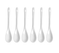 6 Piezas Cuchara de Cerámica, 13 x 2,5 cm Mini Cucharas de Porcelana Cuchara de Huevos Cucharillas Cafe Diseño Clásico con Agujero para Postre Yogur Restaurantes Tiendas de Postres Cafés (Blanco)