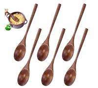 6 Piezas Cuchara de Madera, Juego de cucharas de Sopa de Madera Nanmu de Estilo Janpanese para Comer Mezclar, Mezclar, Cocinar y Mezclar(22.5CM)