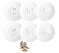 6 Piezas Cuenco Plano para Gatos, Ceramic Fired Cuencos de Cerámica para Gatos, 15 cm Bowl Diameter, White Cuenco Gato, Prevents Whisker Fatigue, Suitable for Cats and Various Pets Comedero Gatos