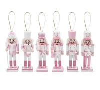 6 Piezas de 12 cm, Adornos de Soldado Rompecabezas Navideño de Madera Rosa, Mini Figuras de Rompecabezas Colgantes para Árbol de Navidad,para Presente Tradicional Decoración Interior