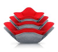6 piezas de 3 tamaños para tazones de sopa, esponja y microfibra apto para microondas para mantener tus manos frescas y tu comida caliente para cuencos de sopa, arroz y pasta, rojo y gris