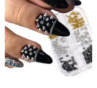 6 piezas de accesorios de uñas punk, tachuelas de metal, varios tamaños, decoraciones adhesivas únicas para artistas creativos de manicura, decoraciones de uñas de metal