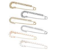 6 Piezas De Alfileres Creativos De Seguridad, Exquisito Broche De Set De Diamantes Perla, Botones Simples Y De Moda Para Mujeres Y Clip De Collar De Suéter De Ropa.