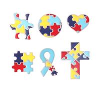 6 piezas de autismo rompecabezas esmalte pines esmalte solapa pines ropa solapa broche decoración regalo para mujeres hombres niñas niños