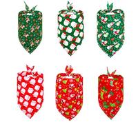 6 Piezas De Bandanas para Perros Conjunto PañUelos TriáNgulo NavideñO Mascotas Bufanda Gatos Baberos Disfraces MuñEco Nieve con Estampado Alce Alegre Papá Noel Accesorios Lavables