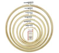 6 piezas de bastidores de bordado y 16 agujas de coser, aro de bordado redondo de bambú, aro de bordado redondo ajustable, sin rebabas, liso y ligero, bueno para bordado, obras de arte, herramientas