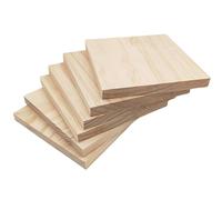 6 piezas de bloques cuadrados de madera sin terminar para manualidades, 15 x 15 x 1,5 cm cuadrados de madera en blanco, tableros de madera de pino para tallado de madera, posavasos de bricolaje