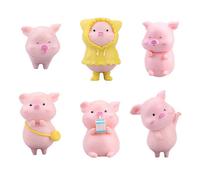 6 piezas de cerditos de pl?stico rosa para manualidades, decoraci?n de pasteles de resina, decoraciones de jard?n de hadas