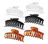 6 Piezas De Clips Grandes De Agarre, Clips De Cabello De Color Sólido Simples, Clips De Tiburones En La Parte Posterior De La Cabeza Y Clips De Fijación De Estilo De Cabello.