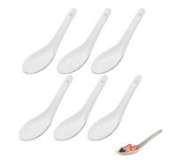 6 Piezas de Cucharas de Porcelana Blanca para Sopa Asiática, Cucharas para Servir Arroz, Ramen, Postres y Más, Utensilios de Cocina de Cerámica, para Comidas Asiáticas y Presentaciones Sofisticadas
