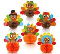 6 piezas de decoración de fiesta de Acción de Gracias, centros de mesa de pavo 3D, centros de mesa de panal para otoño, Acción de Gracias, suministros de fiesta de Acción de Gracias, decoraciones de