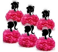 6 piezas de decoración de fiesta de niña rosa, flores de papel, decoración de fiesta de cumpleaños, centros de mesa de cumpleaños con temática de princesa rosa para decoración de mesa de cumpleaños