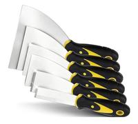 6 Piezas de Espátula de Acero Inoxidable con Mango de Plástico, Juego de Raspadores, Raspadores de Papel Tapiz, Limpieza Eficiente, Resistente al Desgaste y Duradero, Agarre Cómodo