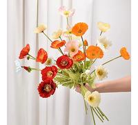 6 piezas de flores artificiales de seda para decoración del hogar, centro de mesa de flores de amapola sintética, plantas artificiales flores de seda para decoración (colores mixtos)