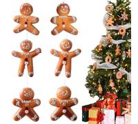 6 piezas de galletas Christfor Mas para árbol de hombre, decoraciones festivas marrones con glaseado blanco y detalles de botón para decoración navideña Hofor Me, anillos colgantes incluidos, 9C para