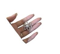 6 piezas de hebillas ajustables for cintura jeans, hermosos botones metal huecos con forma flor for pantalones mujer, hebilla ajustable ancho a estrecho(Silver)