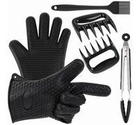 6 piezas de herramientas para barbacoa, guantes aislantes de silicona gruesa, divisor, garra de oso,