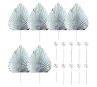 6 Piezas De Inserciones De Abanico Y 10 Piezas De Inserciones De Bolas Plateadas, Inserciones Para Decoración De Pasteles, Materiales Para Pasteles Hechos A Mano