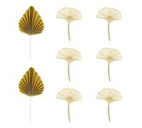 6 Piezas De Inserciones De Hojas De Ginkgo, 2 Piezas De Banderas De Hojas De Palma, Decoraciones Para Pasteles De Cumpleaños, Adecuadas Para Pasteles Y Pasteles De Fiesta
