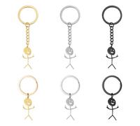 6 Piezas De Llavero De Dedo Medio De Acero Inoxidable, Llavero De Personaje Divertido, Cole De Llavero De Coche, Regalo Divertido para Amigos.