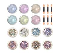 6 Piezas De Polvo Para Uñas Y 8 Piezas De Purpurina Para Uñas Con Mini Pinceles, Materiales Para Decoración De Uñas Diy, Decoraciones Para Uñas