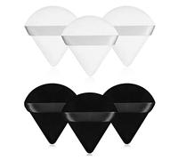 6 piezas de polvos puros triangulares suaves para polvo suelto, polvo mineral, herramienta de maquillaje, blanco, 3 negros