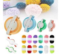 6 piezas de pompones Makers Pelusa Ball Weaver Needle Knitting Tool Kit con 12 piezas de lana hecho a mano Pom Pom Tool Set