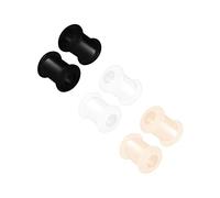 6 piezas de silicona negro piel blanca doble acampanada silla de montar ensanchador medidor túnel enchufe lóbulo pendiente piercing joyería tamaño, Silicona, Sin gemas.