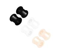 6 piezas de silicona negro piel blanca doble acampanada silla de montar ensanchador medidor túnel enchufe lóbulo pendiente piercing joyería tamaño, Silicona, Sin gemas.