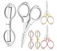 6 Piezas de Tijeras de Acero Inoxidable Plegables Antióxido Mini Cizalla en Forma de Gafas para Uso de Hogar y Viaje (3 Colores)