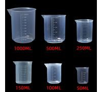 6 Piezas de Vasos de - Tazas de Medición de Plástico Transparente, Herramientas de Medición de Líquidos Resistentes al para Uso en , Suministros de Multiusos 50/100/150/250/500/1000 ml