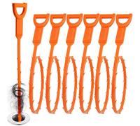 6 piezas Desatascador de desagües, 25 pulgadas/64 cm Desatascador de desagües Serpiente Limpiador de atascos con mango giratorio Herramienta limpiadora de desagües para fregadero de cocina Bañera