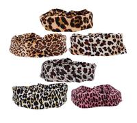 6 Piezas Diadema Cruzada Pelo Mujer Estampado Leopardo Retro | Pleuche Elástica, Antideslizante y Resistente al Desgaste, para Danza, Paseo y Peinados Variados Color Aleatorio