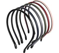 6 Piezas Diademas Delgadas de Plástico Diadema Fina Cubierta de Cuero Broche de Aro de Pelo Banda de Cabello Diadema Simple Sólida para Mujeres y Niñas, 6 Colores