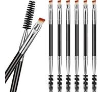6 Piezas Duo Cepillos de Cejas Pincel de Cejas Angulado y Brocha Spoolie Mini Cepillo de Pestañas para Ceja Angulada Tintado, Apto para Gel y Crema