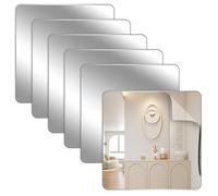 6 Piezas Espejo Adhesivo 15 x 15 cm, Flexibles Irrompible, Cuadrado Espejo Acrílico, Espejos Autoadhesivos para Decoración del Hogar, Sala de Estar, Baño, Dormitorio, Armario Decorativos, Sin Vidrio