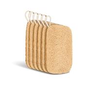 6 Piezas Esponjas de Luffa - Loofah 11 x 7,5 cm - Material Natural de Luffa - Para Limpieza de Platos, Exfoliación - Adecuado para Cocina, Baño, Camping (Color Natural)